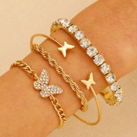B1032 - Retro Layered Butterfly Bracelet