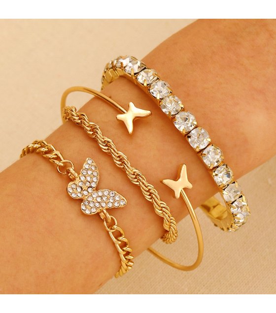 B1032 - Retro Layered Butterfly Bracelet