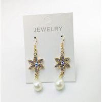 E1563 - Elegant Pearl Flower Drop Earrings