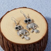 E1576 - Metal Owl Drop Earrings