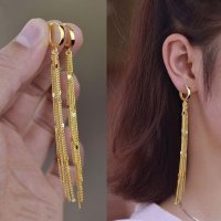 E1603 - Golden Tassel Long Earrings