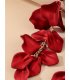 E1640 - Red Rose Petal Long Tassel Earrings