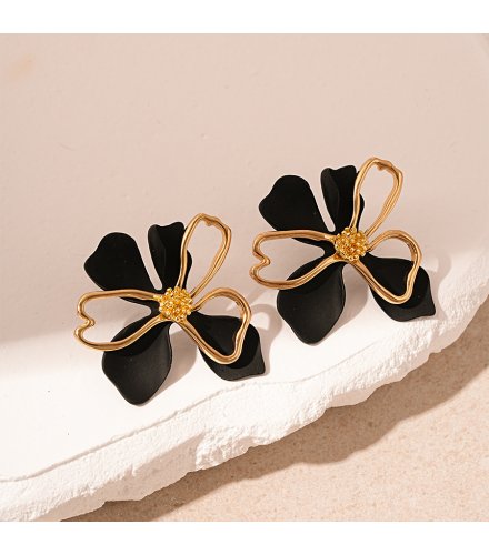 E1643 - Simple and Sweet Double-layer Flower Earrings