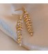 E1645 - Wheat Leaf Diamond Metal Tassel Earrings