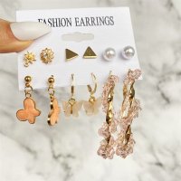 E1648 - Retro Geometric Fashion Earring Set