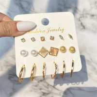 E1650 - Retro Geometric Fashion Earring Set