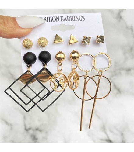 E1651 - Retro Geometric Fashion Earring Set