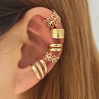 E1657 - Golden Leaf Cut Clip Earrings