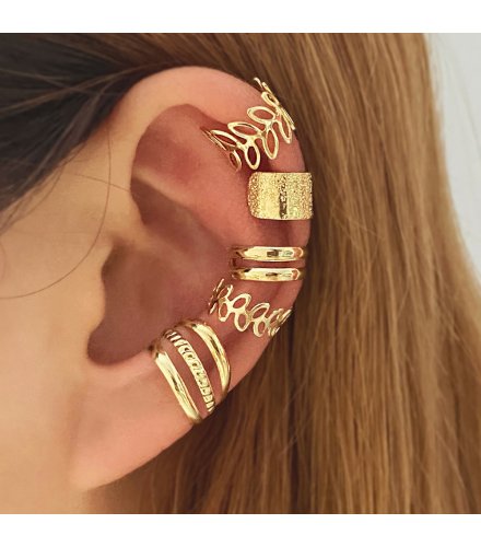 E1657 - Golden Leaf Cut Clip Earrings