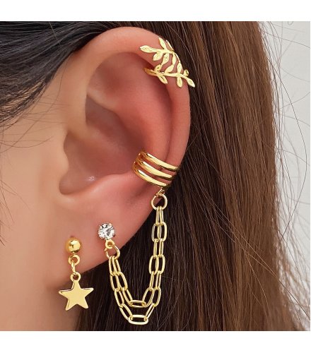 E1658 - Golden Leaf Cut Clip Earrings