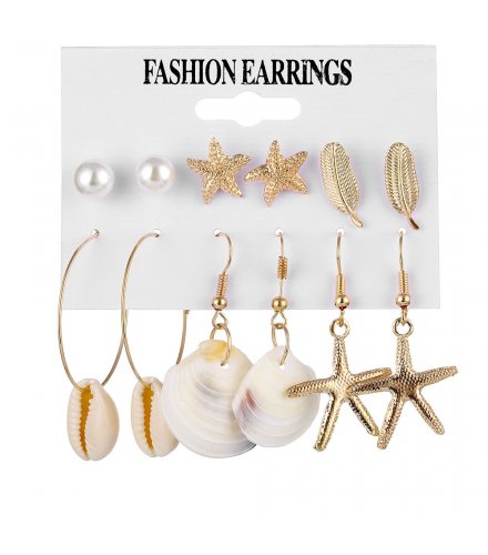 E1661 - Fashion Starfish Tassel Earring Set