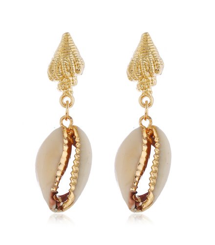 E1664 - Golden Conch Shell Earrings