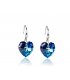 E1668 - Ocean Heart Blue Crystal Earrings