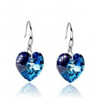 E1668 - Ocean Heart Blue Crystal Earrings