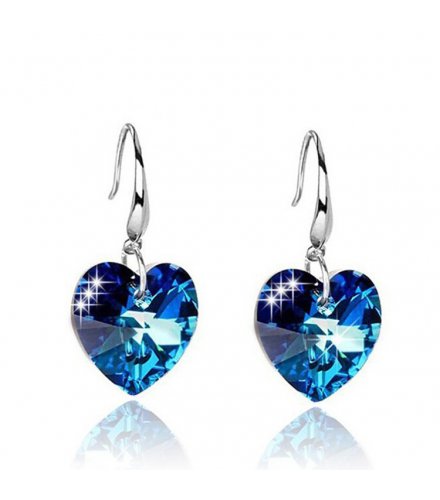 E1668 - Ocean Heart Blue Crystal Earrings