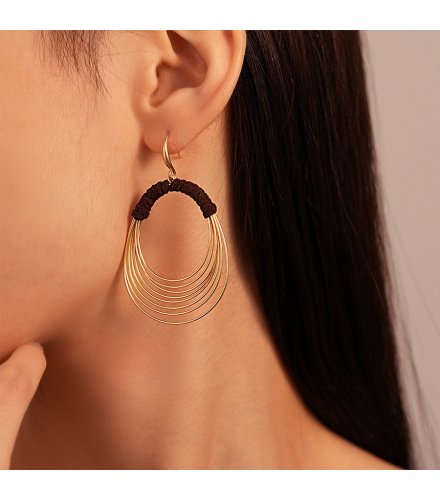 E1690 - Korean Geometric Oval Earrings