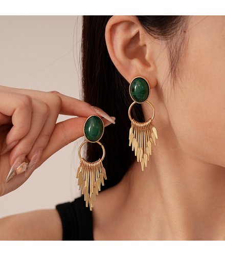 E1698 - Gemstone Tassel Drop Earrings
