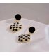 E1725 - Black and White Plaid Earrings 