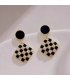 E1725 - Black and White Plaid Earrings 