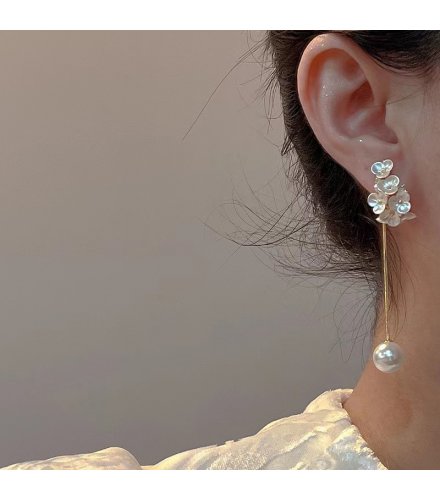 E1727 - Korean Style Pearl Tassel Earrings