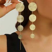 E1731 - Textured Long Tassel Earrings 