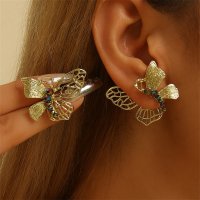 E1735 - Colorful Diamond Butterfly Earrings