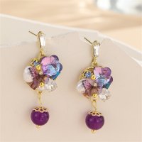 E1738 - Amethyst Tassel Earrings for Women