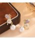 E1739 - Oil-Drip Flower Pearl Pendant Earrings