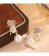 E1739 - Oil-Drip Flower Pearl Pendant Earrings
