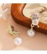 E1739 - Oil-Drip Flower Pearl Pendant Earrings