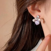 E1743 - Luxury Style zircon Pearl Flower Stud Earrings
