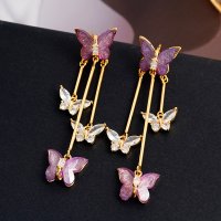 E1754 - Luxury Purple Crystal Butterfly Earrings for Women