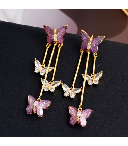 E1754 - Luxury Purple Crystal Butterfly Earrings for Women