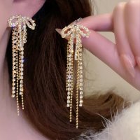 E1755 - French Retro Lace Ribbon Bow Earrings for Women