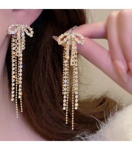 E1755 - French Retro Lace Ribbon Bow Earrings for Women
