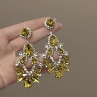 E1758 - Rhinestones Water Drop Tassels Earrings 