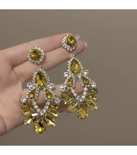 E1758 - Rhinestones Water Drop Tassels Earrings 