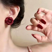 E1762 - Summer Colorful Rose Flower Earrings