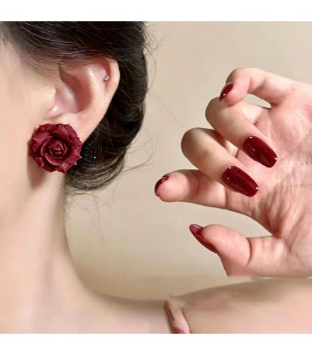 E1762 - Summer Colorful Rose Flower Earrings