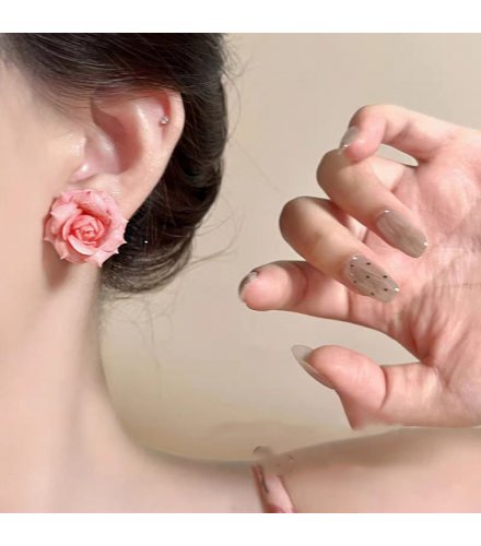 E1763 - Summer Colorful Rose Flower Earrings