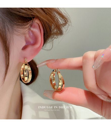 E1766 - Gold Plain Hoop Earrings for Women
