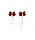 XE158 - Red Butterfly Bow Drop Earrings