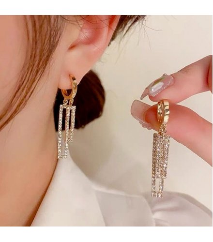 XE161 - Elegant Long Golden Drop Earrings