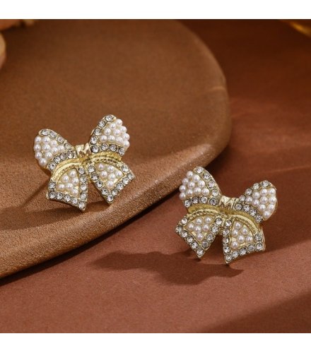 XE165 - Bowknot Pearl Earrings