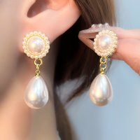 XE169 - Pearl Floral Droplet Earrings