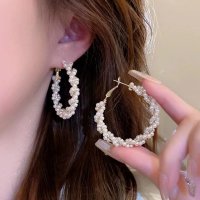 XE175 - Pearl Hoop Earrings
