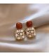 XE178 - Red Gemstone Drop Earrings