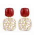 XE178 - Red Gemstone Drop Earrings