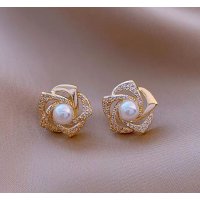 XE194 - Golden Pearl Floral Earrings