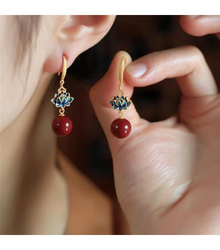 XE219 - Red Drop Hanging Earrings